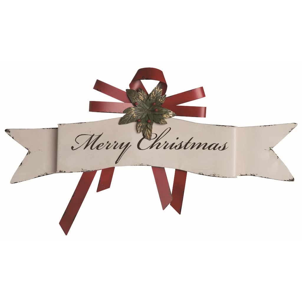 Transpac Metal White Christmas Merry Christmas Banner Wall Accent