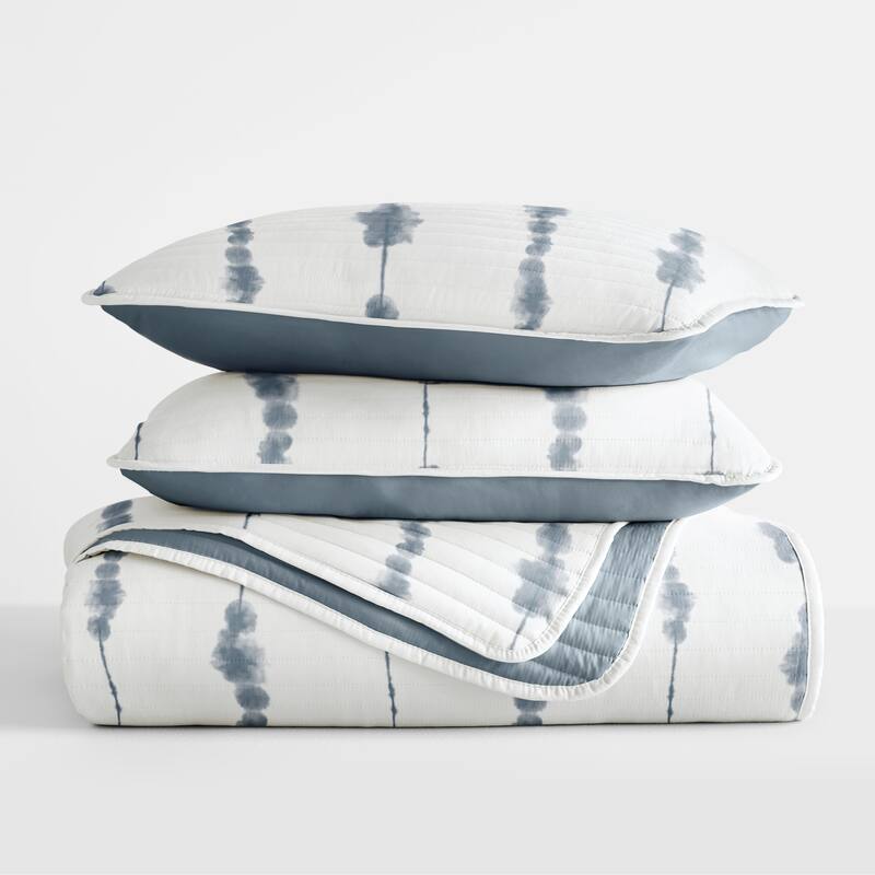 Becky Cameron All Season 3pc Shibori Reversible Quilt Set with Shams - Navy - Twin XL