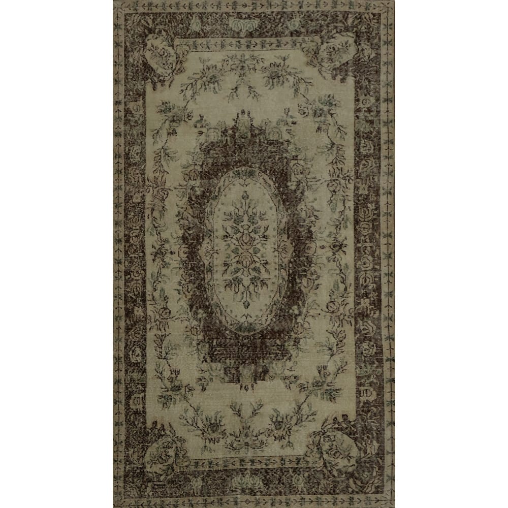 Hand Knotted Oriental 100% Wool Carpet Transitional Floral Beige & Ivories Anatolian Area Rug - 9' 1'' X 5' 4''
