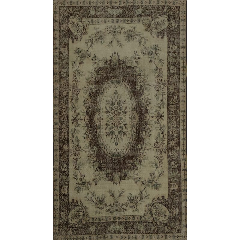 Hand Knotted Oriental 100% Wool Carpet Transitional Floral Beige & Ivories Anatolian Area Rug - 9' 1'' X 5' 4''