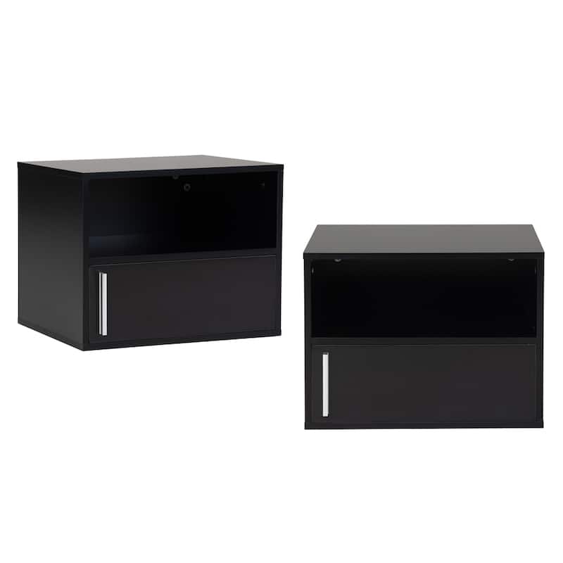 Wall-Mounted Wood Nightstand with Swing Door (Set of 2)