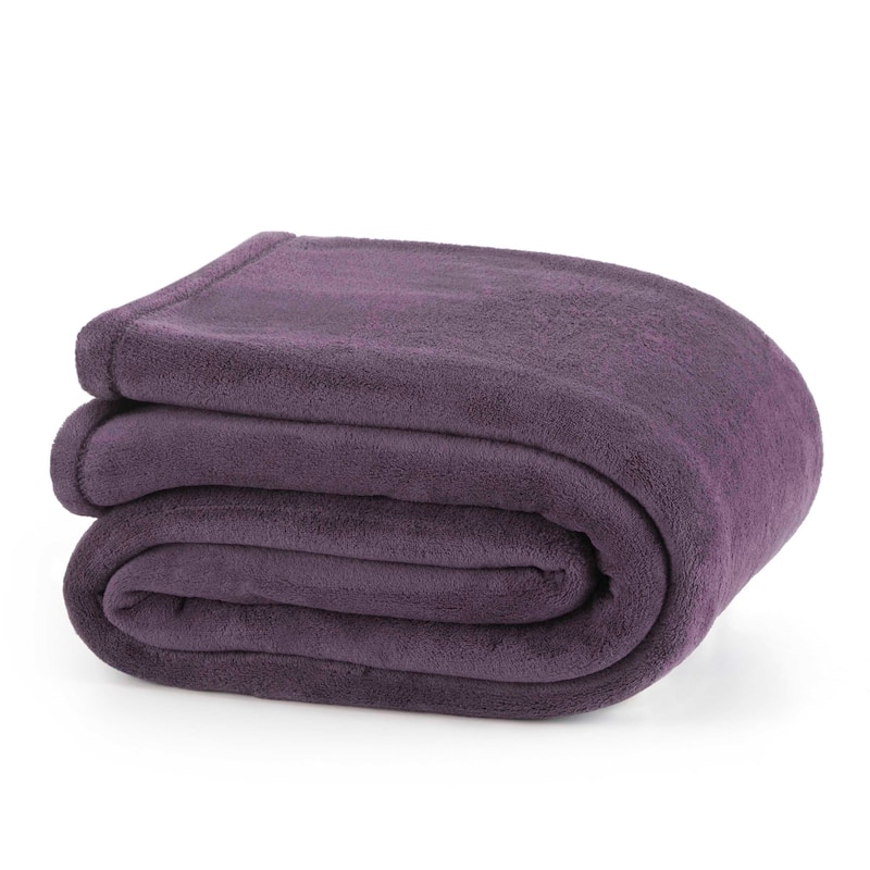 Martex Soft Plush Blanket - Full - Queen - Plum