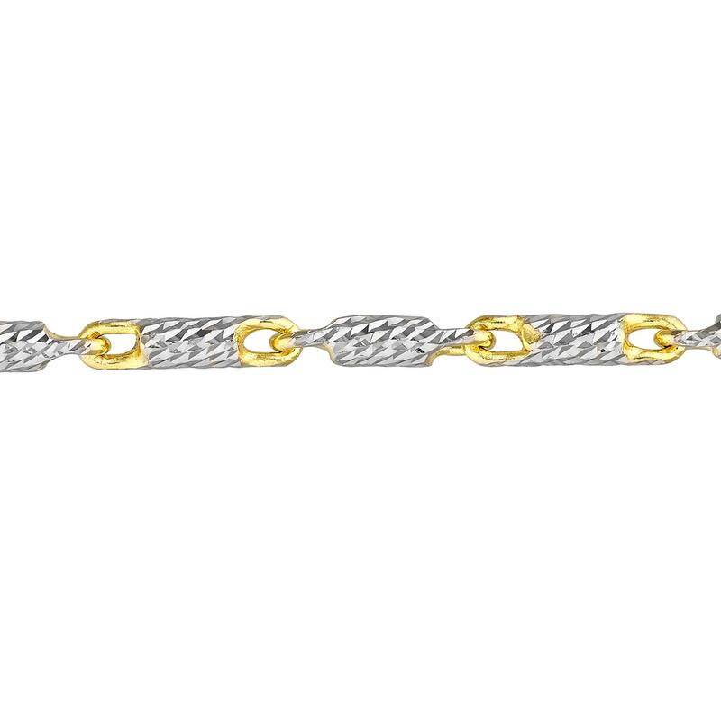 Curata 14k Two-tone Gold 10" 1.5mm Two tone Diamond-cut Lumacina Ankle Bracelet Anklet