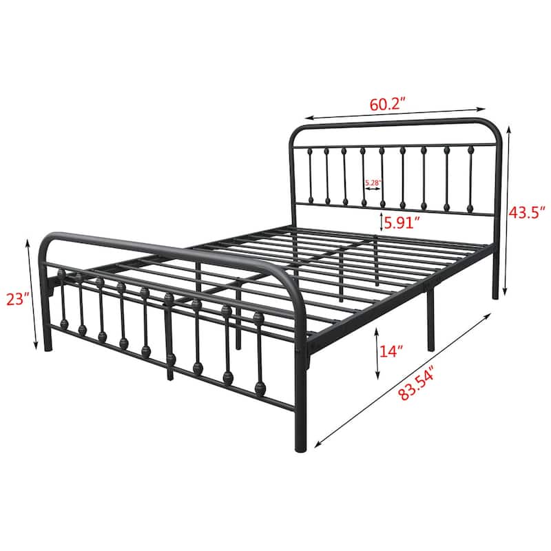 Goutwel Metal Bed Frame Victorian Vintage Style Headboard and Footboard