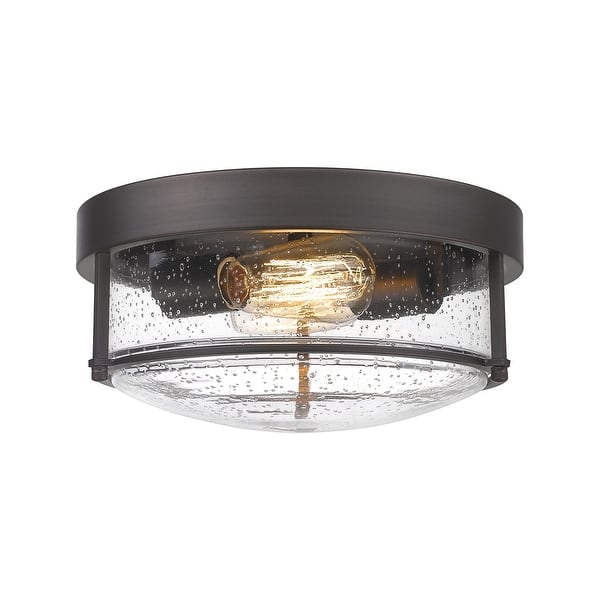 slide 2 of 13, 2-Light Farmhouse Flush Mount Ceiling Lights with Seeded Glass Oil Rubbed Bronze