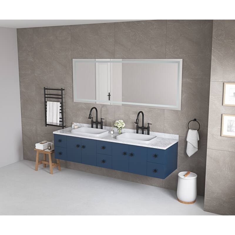 72 x 32 Inch LED Bathroom Mirror, Wall Mounted Vanity Mirror, Anti-Fog, Memory, Stepless Dimmable