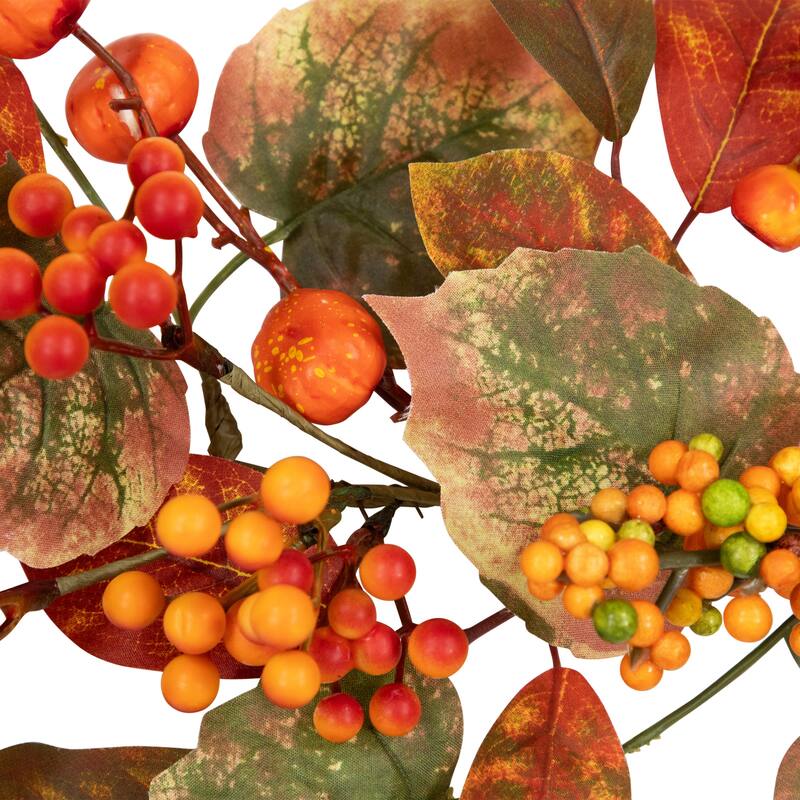 Berries, Leaves and Mini Gourds Artificial Fall Harvest Garland - 5' x 10" - Unlit