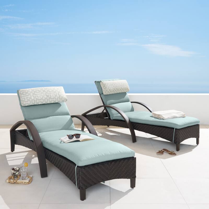 Barcelo 2 Piece Sunbrella Outdoor Patio Chaise Lounges Set