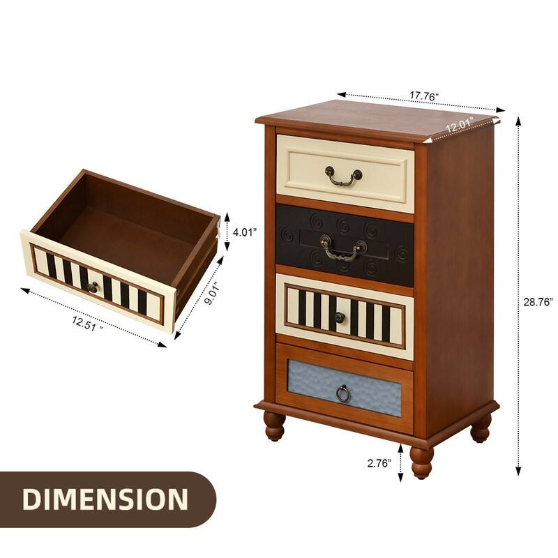 4-Drawer Hand-Carved Accent Chest - Multi