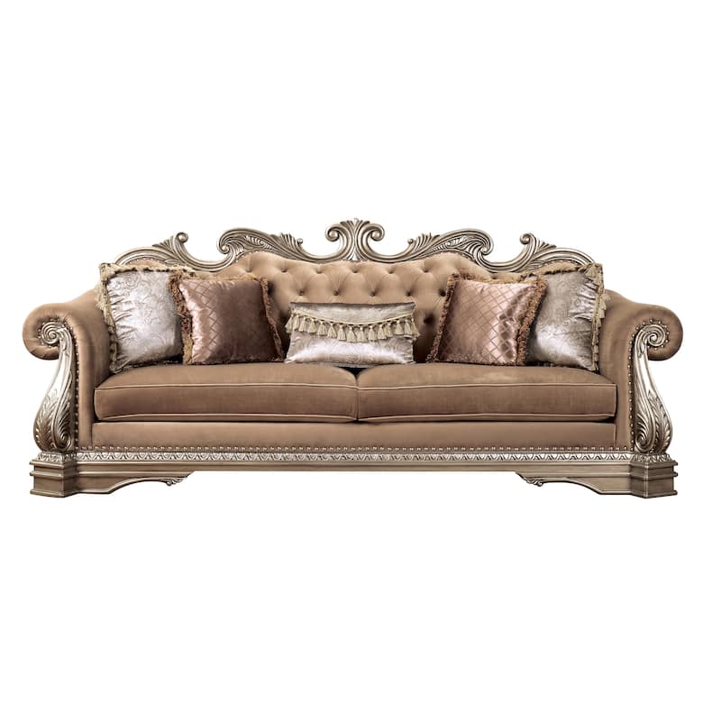 Keplinger Antique Silver Button-Tufted Backrest Sofa