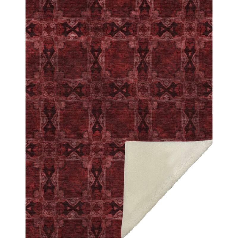 Premium Machine Washable Boho Moroccan Sherpa Throw Blanket
