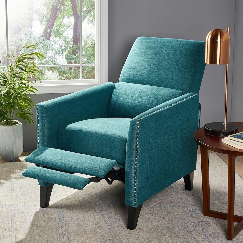 Contemporary Recliner Chair with Push Back Mechanism in Fabric by Christopher Knight Home