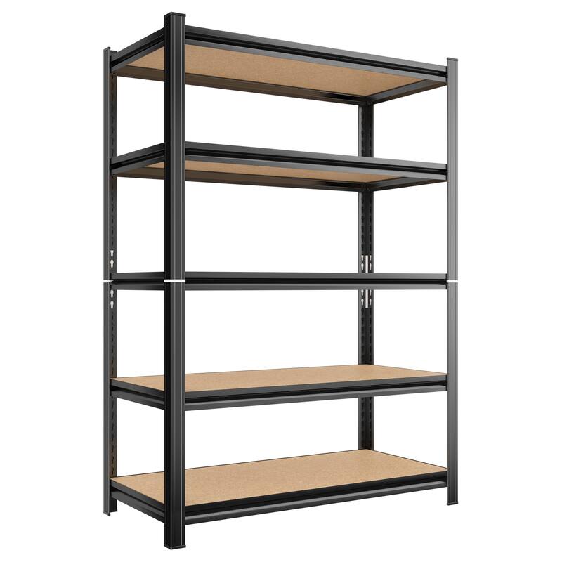 5 Tier Storage Rack, Adjustable Height Shelving, Warehouse Supermarket Basement Storage, Black Requires Assembly - Black