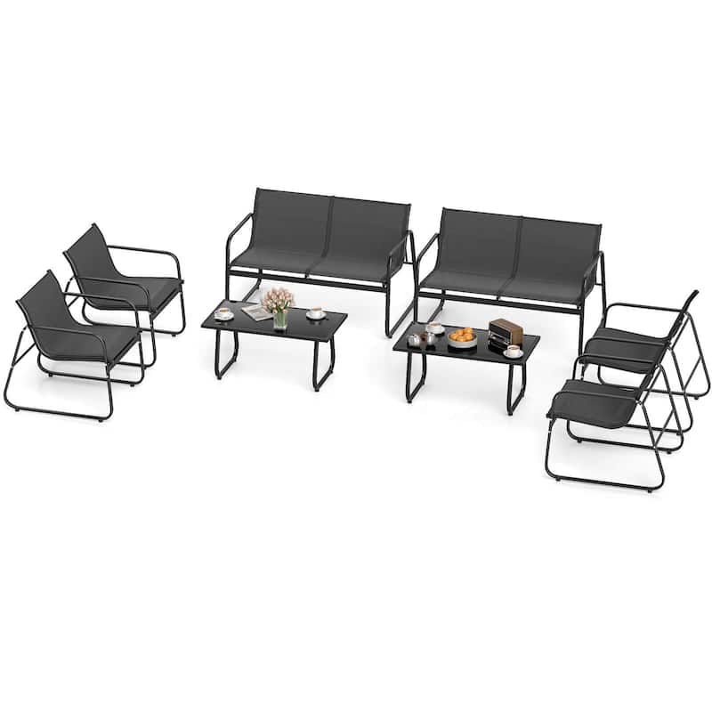 Costway 8 PCS Patio Furniture Set Fabric Lawn Chairs and Loveseat with - See Details