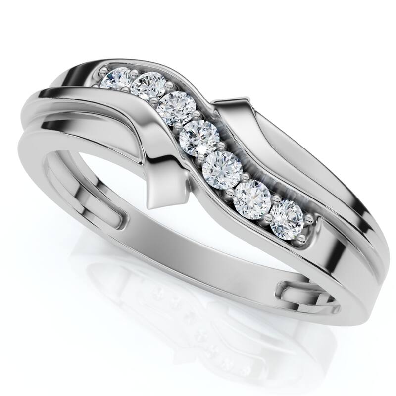 Men's Diamond Curve Polished Wedding Ring Lab Grown Gold