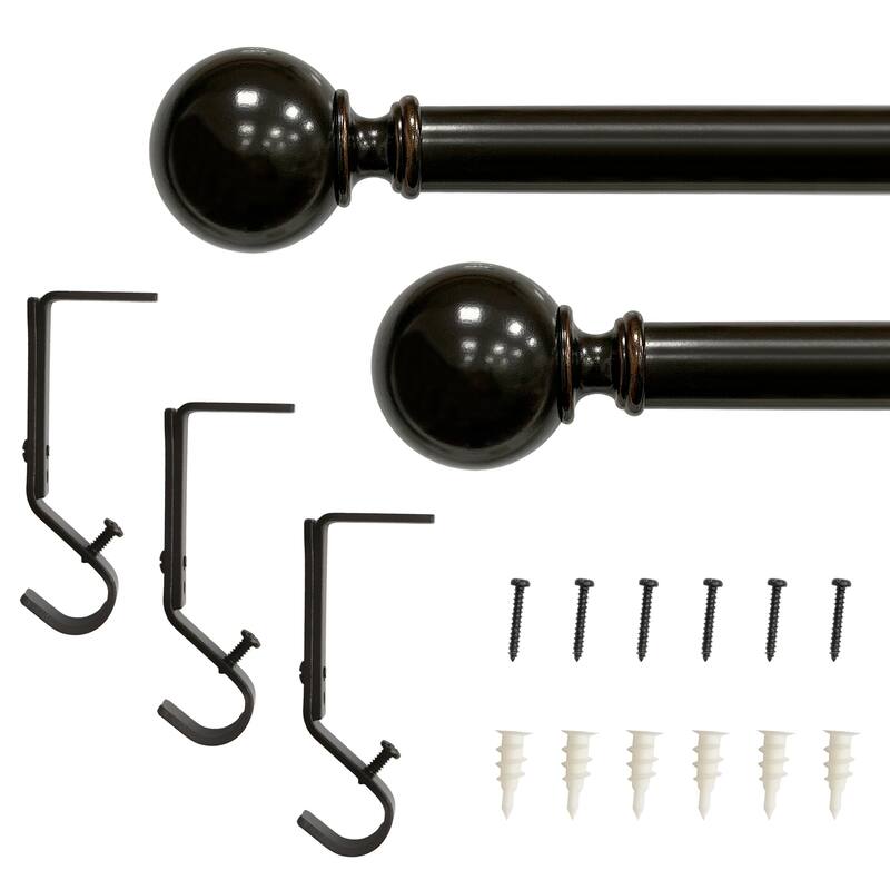 Lumi 1" Single Curtain Rod Set Oil Rubbed Bronze- Ball finials - 72"-144" - Oil Rubbed Bronze