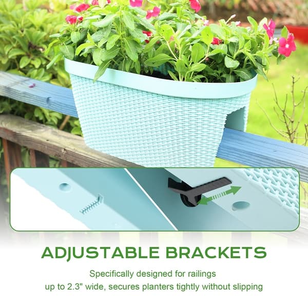 Aoodor 20'' Outdoor Balcony Railing PP Plastic Flower Pots - 4-Piece Set  with Two Drainage Holes and Adjustable Brackets - On Sale - Bed Bath &  Beyond - 42537643