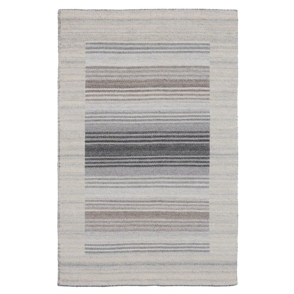 Gray Hand Woven Wool Viscose Modern Reversible Flat Weave 6' x 9' - Soft Brilliant Colors Affordable - N/A