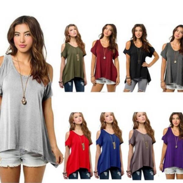 Shop Women Fashion Off Shoulder Ladys Casual Loose T Shirts Tops