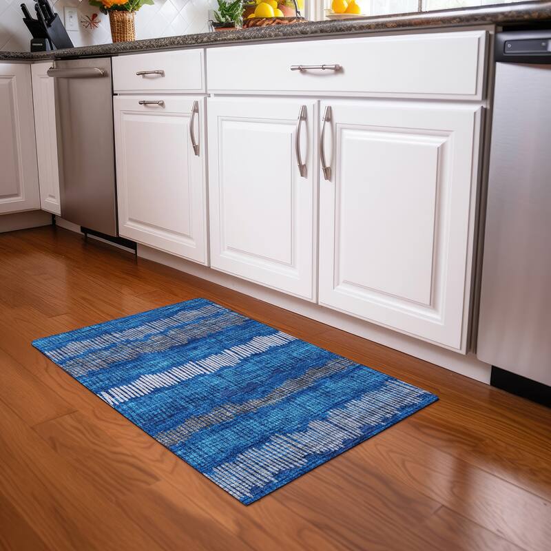 Premium Washable Super Soft Modern Sketches Mayfield Rug - Navy - 1'8" x 2'6"