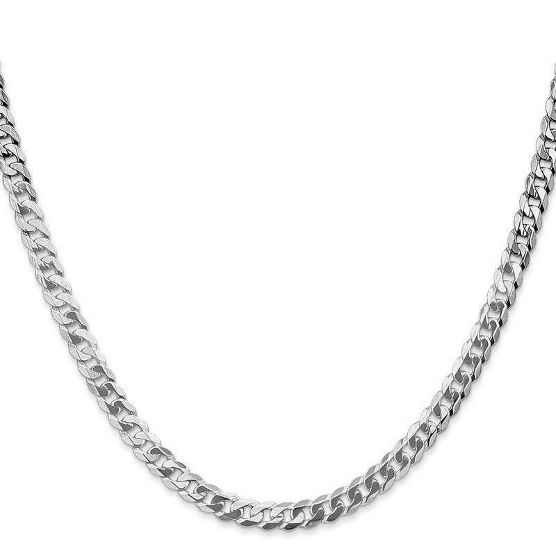 Curata 14k White Gold 4.5mm Flat Curb Chain Bracelet