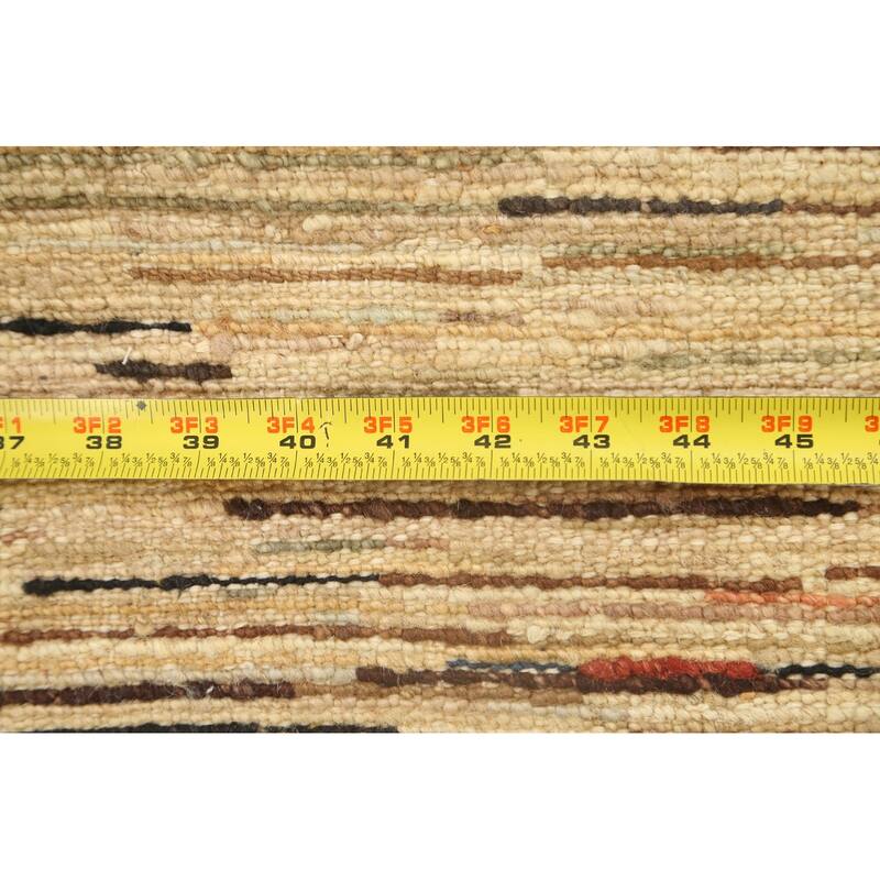 Hand Knotted Oriental 100% Wool Carpet Tribal Contemporary Beige & Ivories Gabbeh (kashkoli) Area Rug - 4' 8'' X 2' 6''