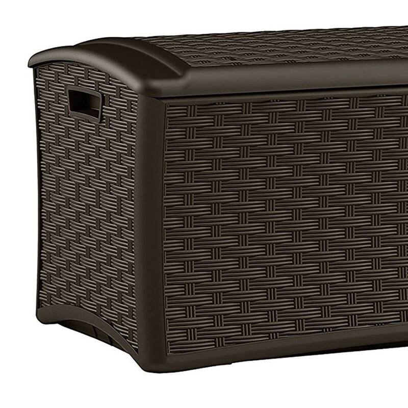 Suncast 72 Gallon Resin Wicker Outdoor Patio Storage Deck Box, Brown (4 Pack) - 32