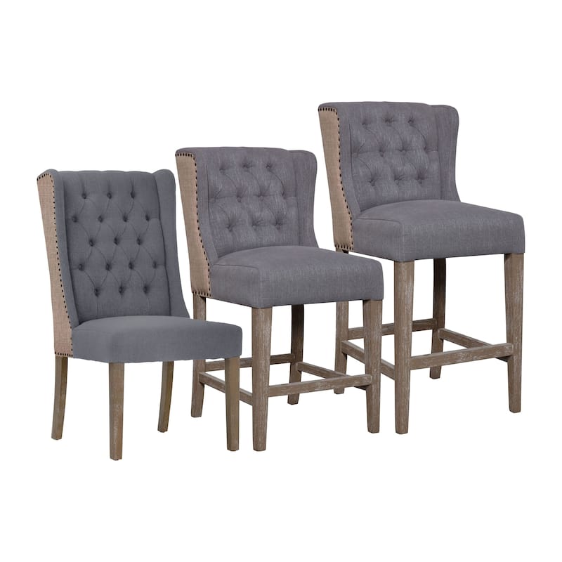 Abel Two-Toned Performance Linen Wingback Dining Chair