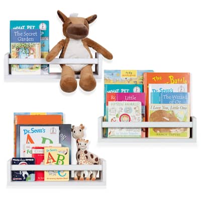 Wallniture Madrid Wood Wall Shelves for Book and Toy Storage (Set of 3)