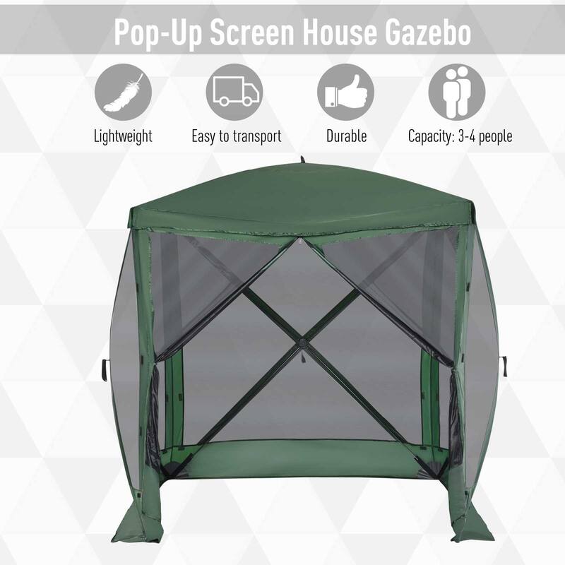 Outsunny 7'x7' Pop Up Camping Canopy Tent with Ventilating Mesh Screen, Portable Carry Bag for Outdoor Party