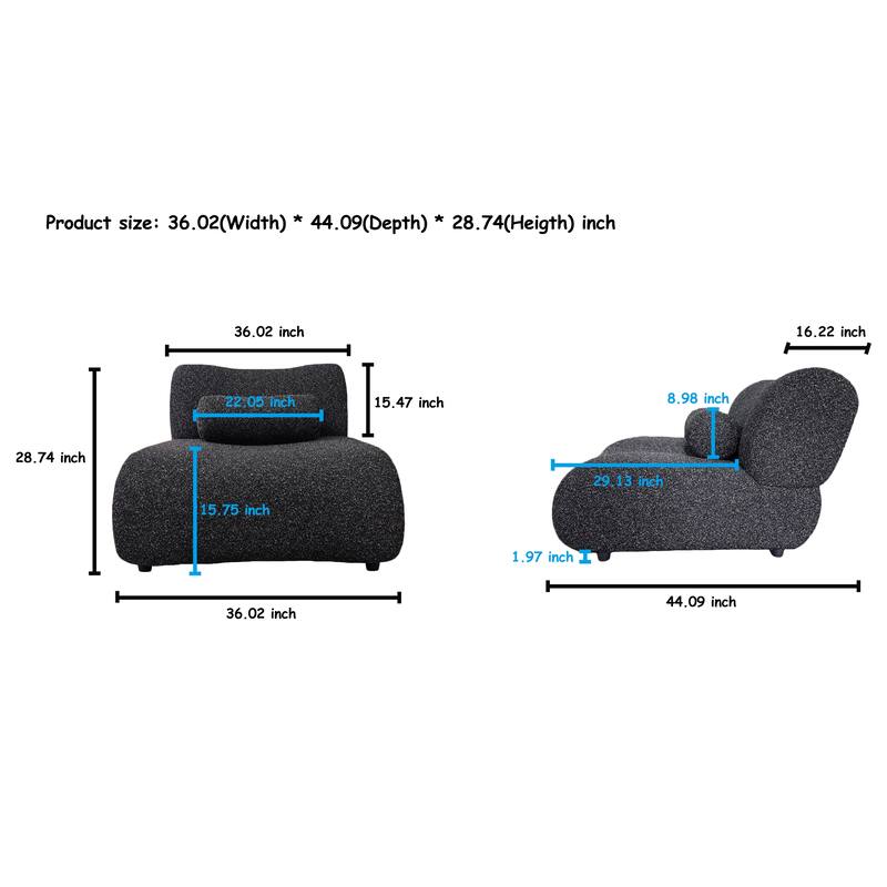 Chenille Modular Sectional Sofa Set, 3-Seater with Curved Design