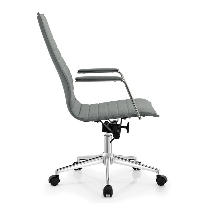 Set of 2 High Back Office Desk Chair | Upholstered Ribbed PU Leather | Armchair for Home, Executive, Conference, Meetings