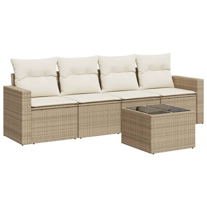 vidaXL Garden Sofa Set Beige PE Rattan Large Modular Garden Sofa Set - 21.7 x 21.7 x 14.6
