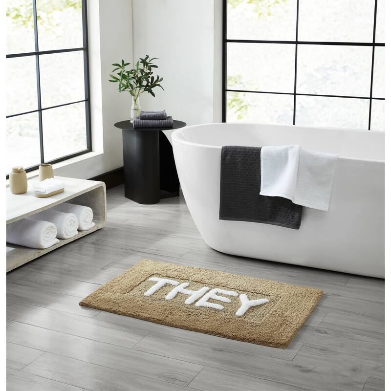 Jean Pierre Novelty "They" Cotton 21 x 34 in. Bath Rug - They - Linen