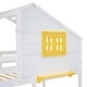 preview thumbnail 7 of 10, White Twin over Twin Size Solid Wood Bunk Bed with 2 Drawers, 1 Storage Box, 1 Shelf, Window and Roof