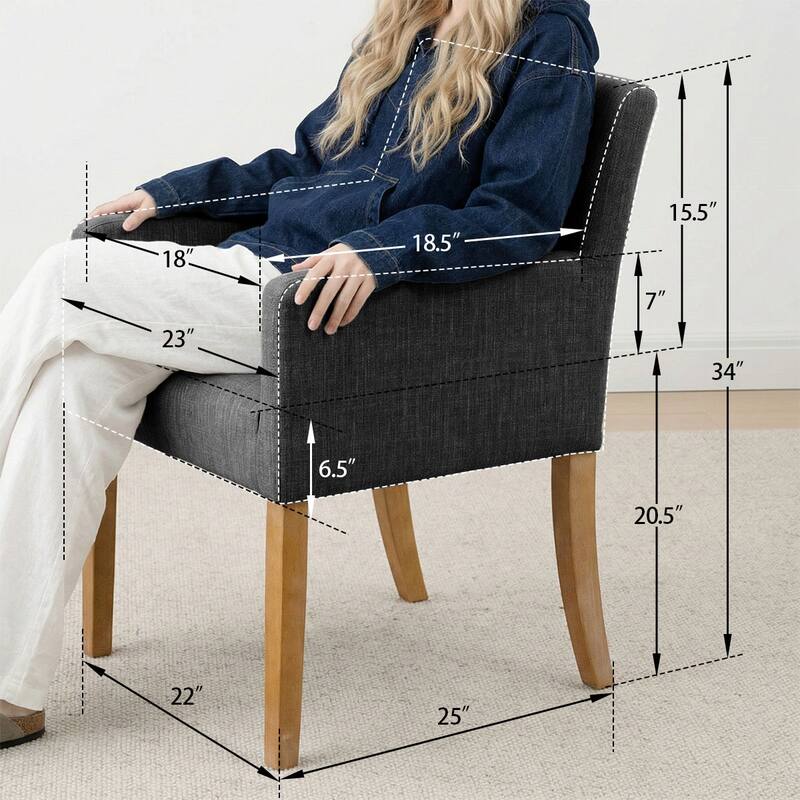 Linen Upholstered Armchair(Set of 2)