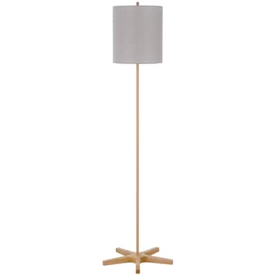 Metal Floor Lamp with Wooden Base - One Size