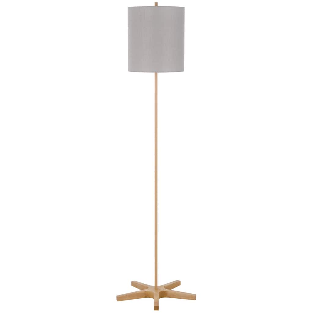 Metal Floor Lamp with Wooden Base - One Size