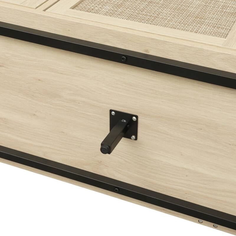 Accent Storage Cabinet With Doors And Shelves, Sideboard Wood Buffet Cabinet, Adjustable Interior Shelves and Cane Doors