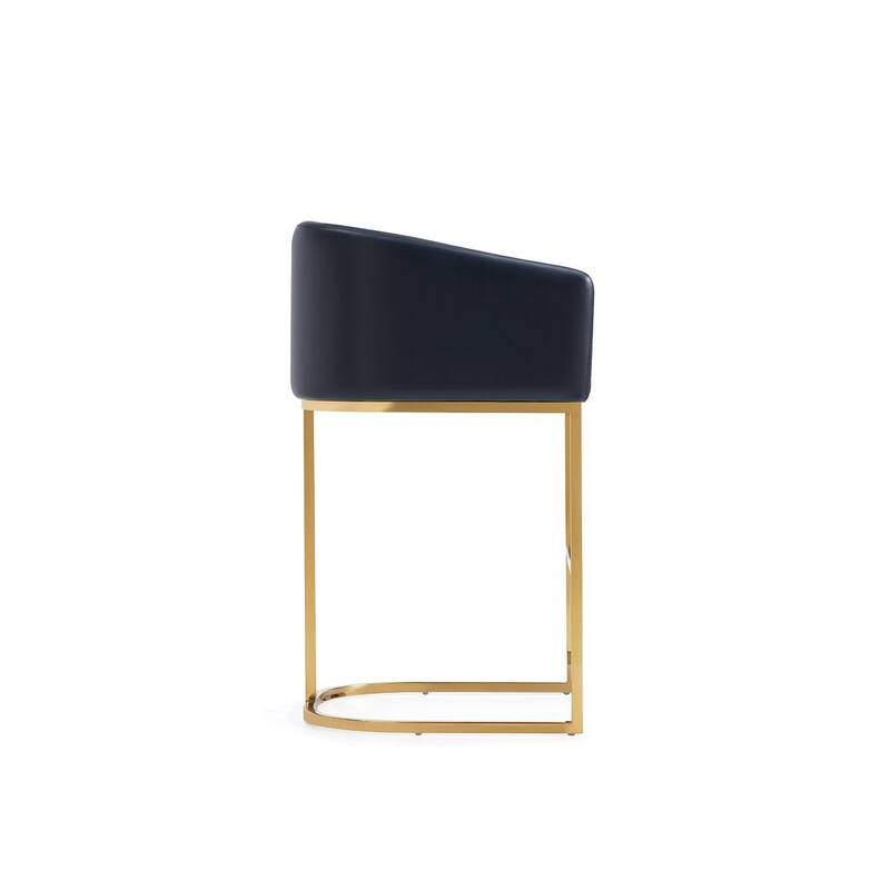 Manhattan Comfort Louvre Mid-Century Modern Leatherette Upholstered Counter Barstool