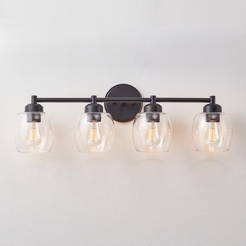 KAWOTI 4-Light Dimmable Bathroom Vanity Light with Glass Shade