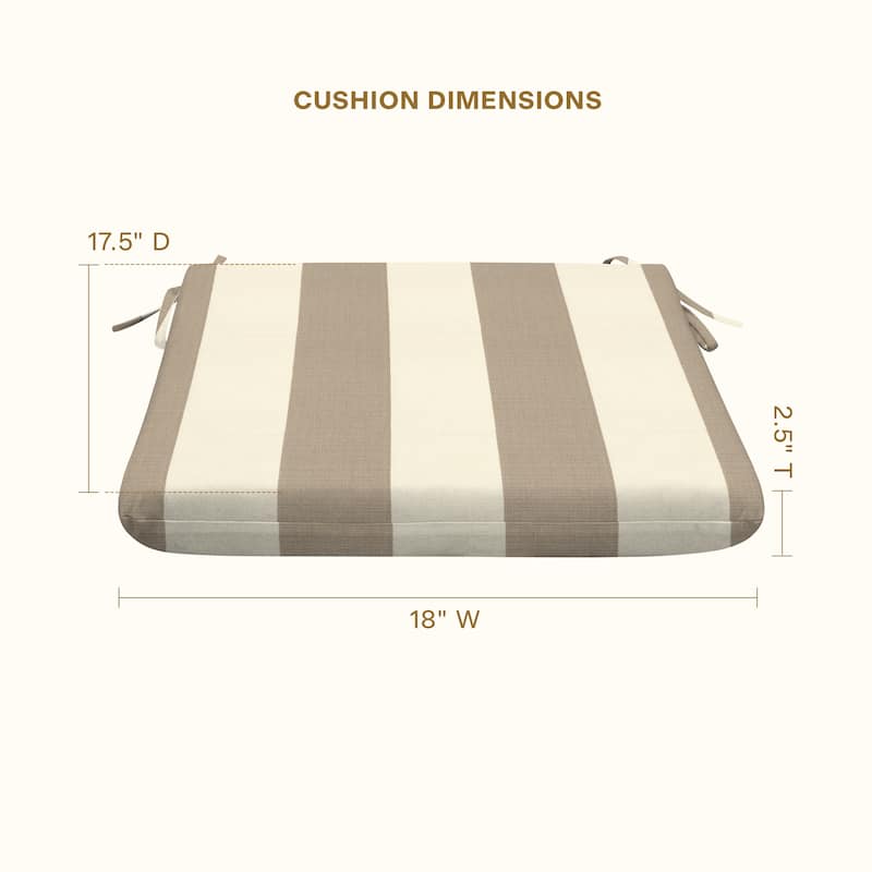 Outdoor Universal Seat Cushion (2-Pack) - 18" wide x 17.5" deep x 2.5" thick