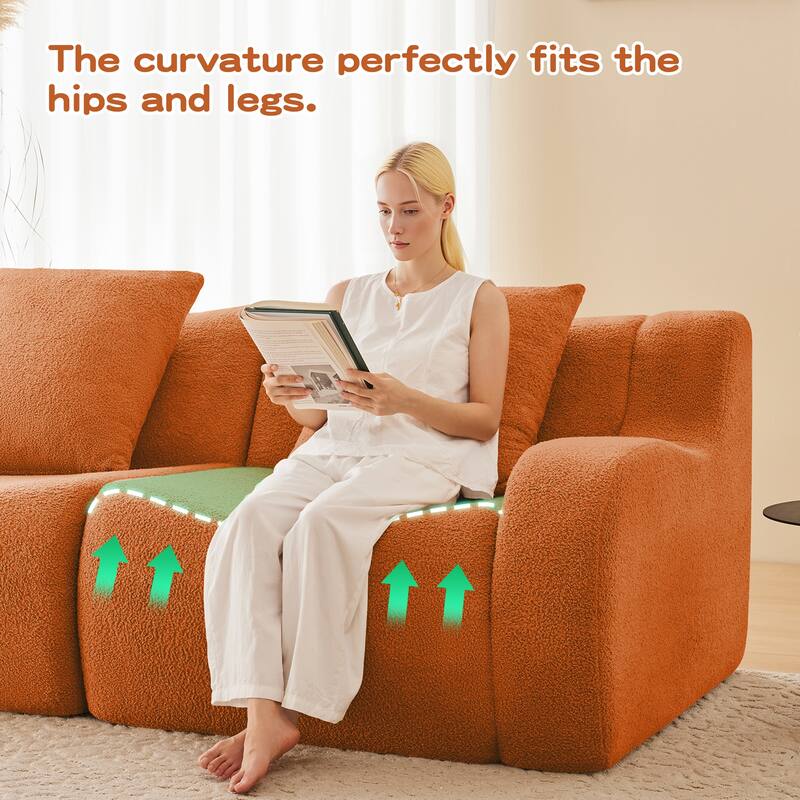 Anmytek Plush Cozy Teddy Fabric Boneless Sofa Anti-Slip Streamlined Design No-Assembly