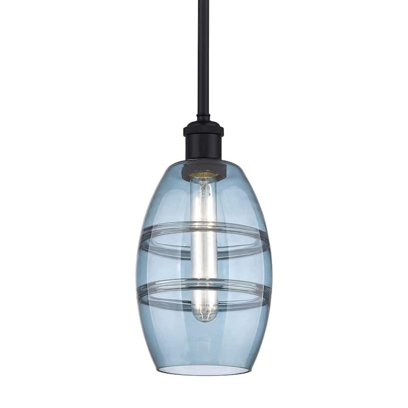 Innovations Lighting 516-1S-9-6 Vaz Pendant Vaz 6" Wide Mini Pendant - Matte Black / Princess Blue