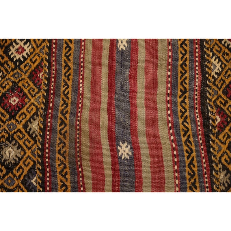 Hand Woven Oriental 100% Wool Carpet Southwestern Tribal Multi-Colored Kilim Area Rug - 9' 4'' X 5' 6''