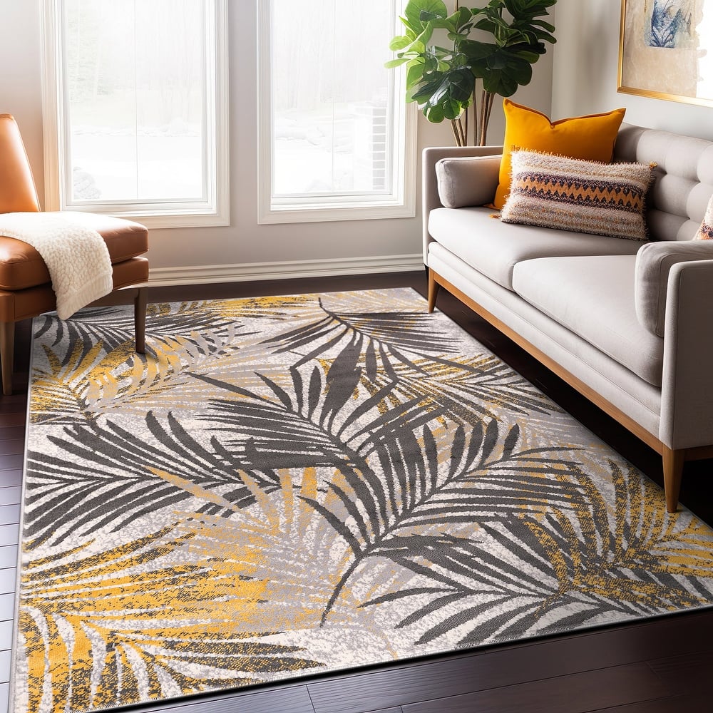 World Rug Gallery Edinburgh Floral Leaves Area Rug