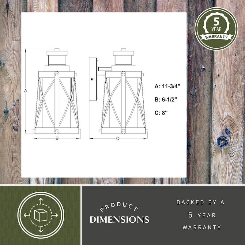 Harwood Bronze Motion Sensor Dusk to Dawn Outdoor Wall Light Farmhouse Clear Glass - 6.5-in W x 11.75-in H x 8-in D