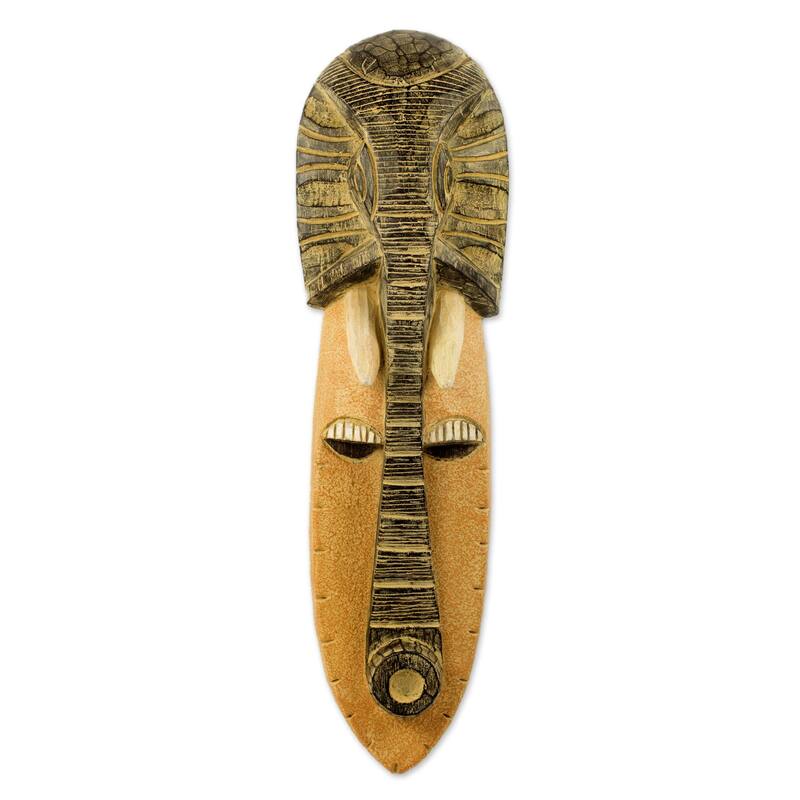 Novica Handmade Elephant Man African Wood Mask