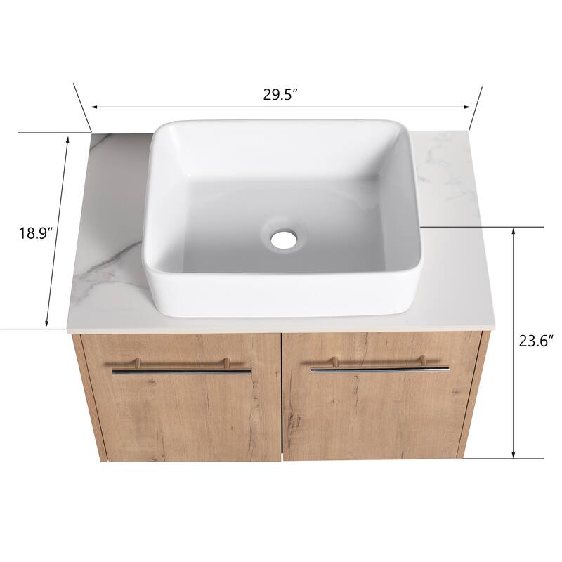 Bathroom Vanity With Sink In 24/30 Inch, Floating Bathroom Vanity With Soft Close Door