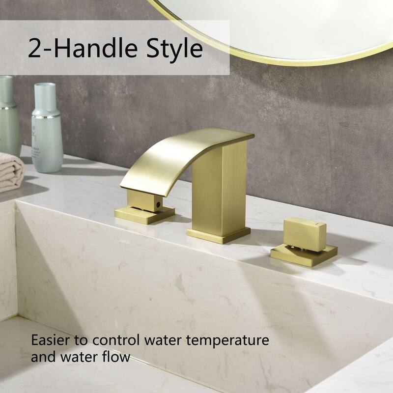 2-Handle Waterfall Bathroom Sink Faucet, Widespread Bathroom Faucets for Sink
